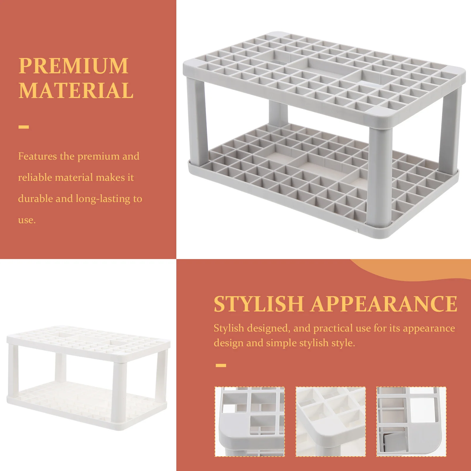 

2Pcs Painting Brush Stand Functional Makeup Brush Holder for Pencils Pens Cosmetics Organizer Square Design High-Capacity