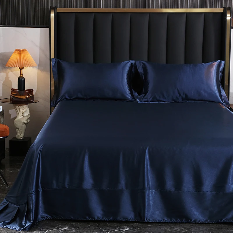 Mulberry Silk Bed Sheet Set with Fitted Sheet Flat Sheets Pillowcase Luxury Solid Color Bedding Sets Wrinkle-Free Antiallergic
