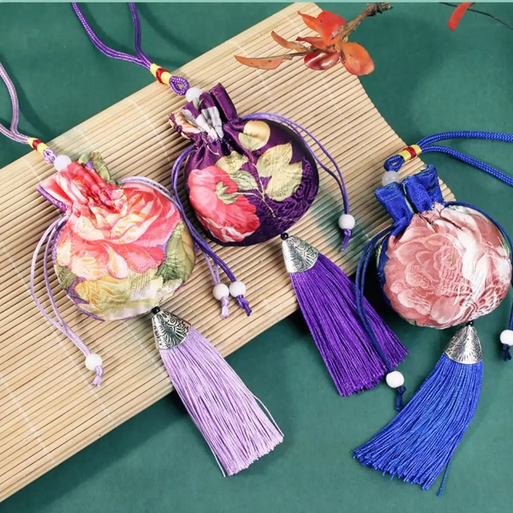 Tassel Fashion Flower Pattern Earring Case Retro Bedroom Decoration Embroidery Bag Coin Purse Jewelry Bag Chinese Style Sachet