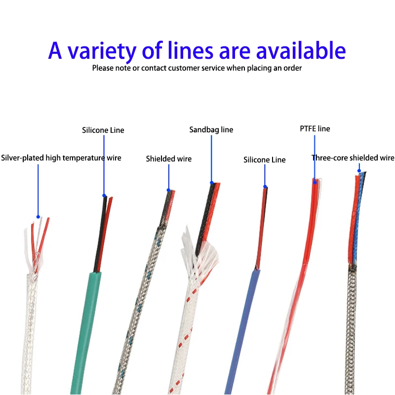 K-type temperature measuring wire thermocouple metal shielded J-type temperature control wire temperature sensing wire