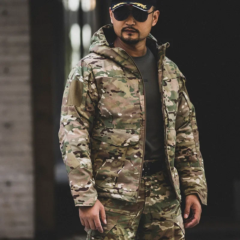 MCAP Snow Camo  Tactical thermal reflective cotton jacket MM14 camouflage men\'s winter cold proof M65 jacket windbreaker