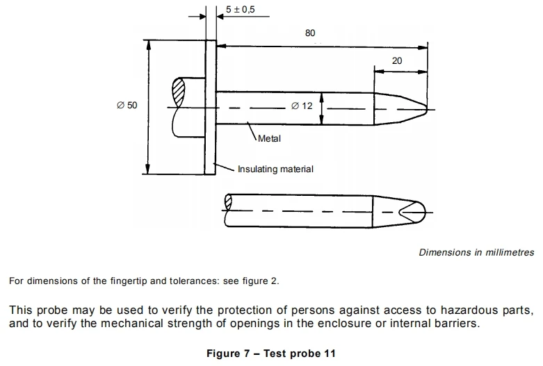 iec60335 50N 75N disjointed force test probe