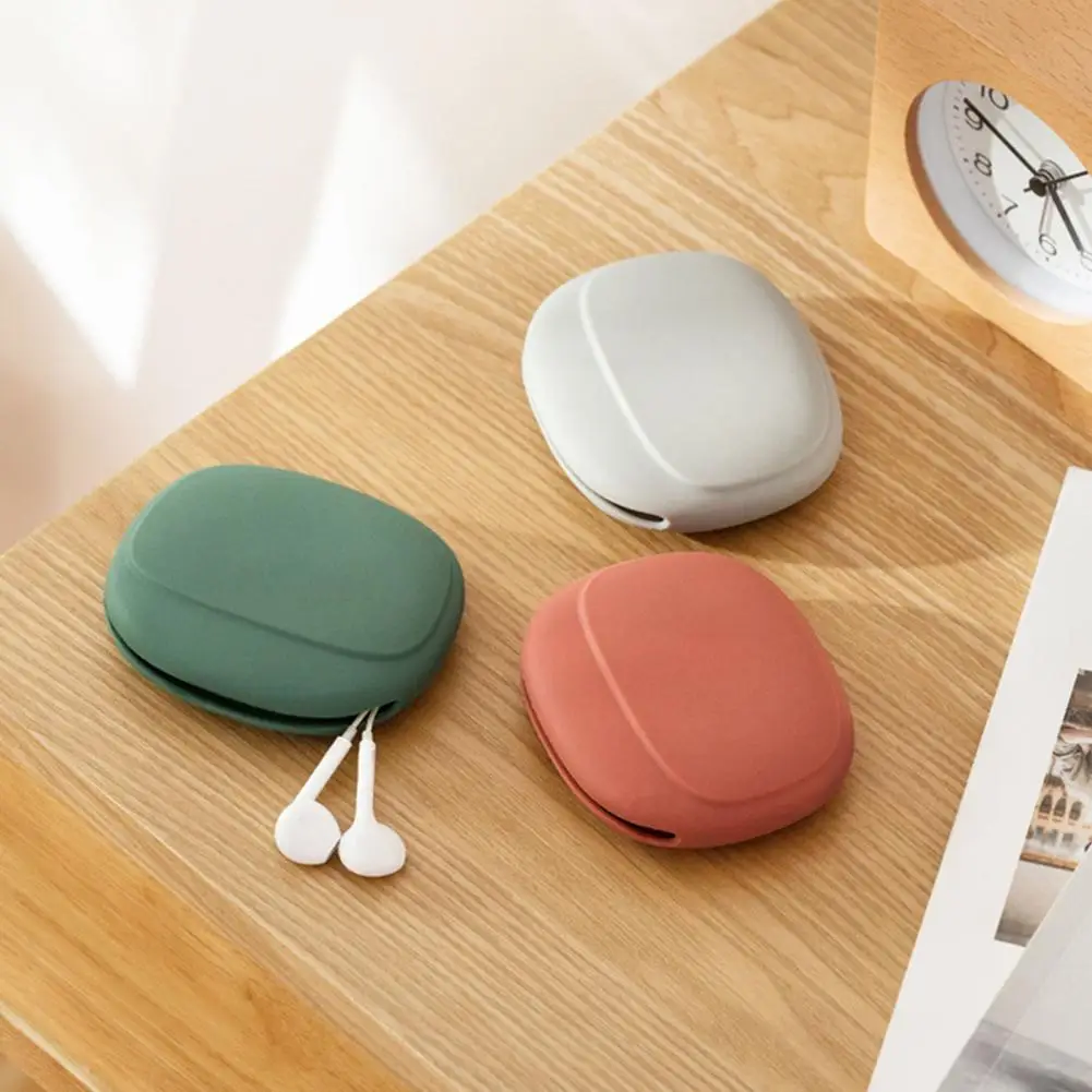 Organizer Pouch Silicone Storage Bag for Headphones Portable Data Cable Organizer Case Compact Mini Key Box with Washable