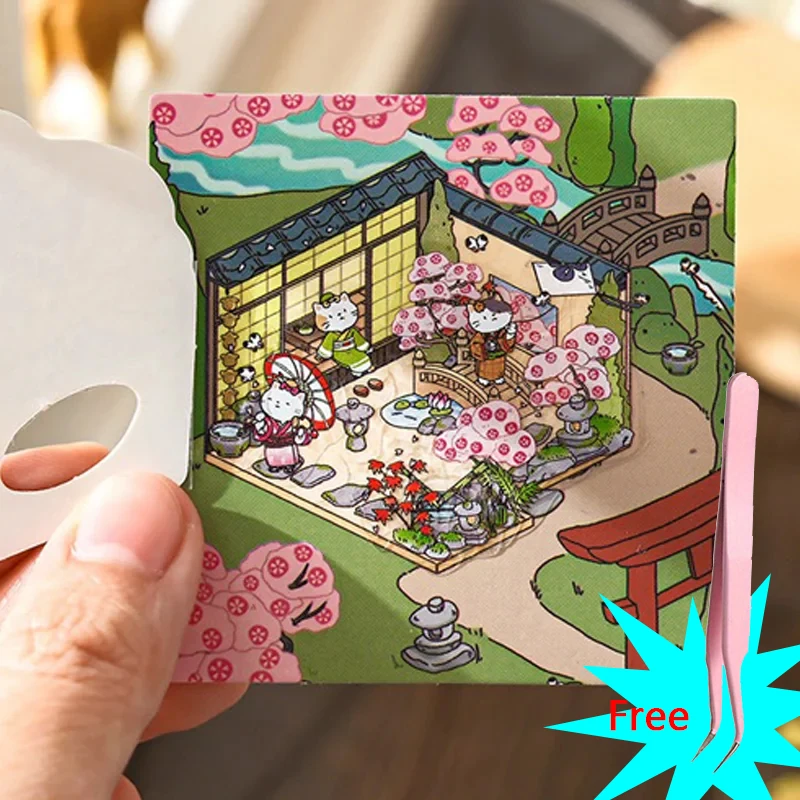 

Retro Animal Landscape Stickers Book Set 28 sheets/set Cute Cartoon Cat Stickers Family Handbooks DIY Decoration Gifts Friends