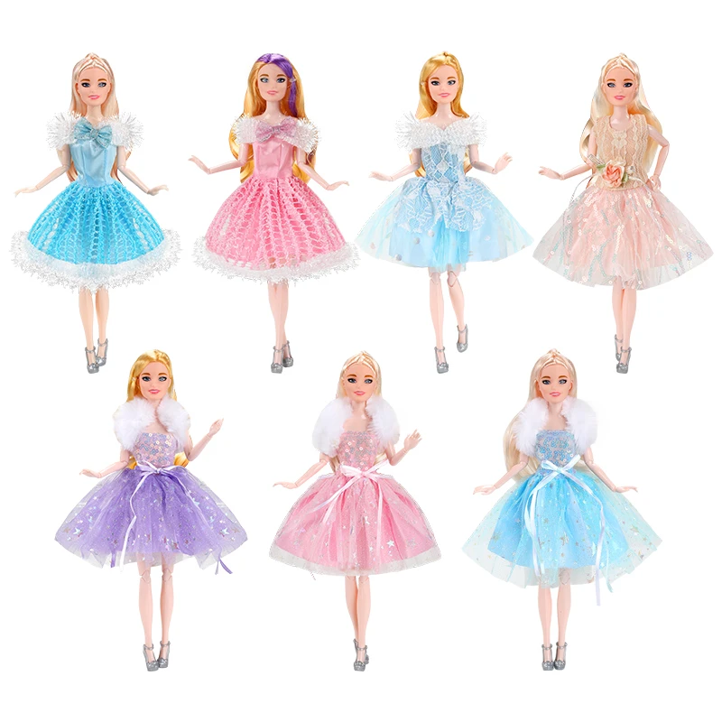 30cm Doll Clothes Accessories Sweet Princess Sequin Cake Dress Fashion Evening Gowns For 1/6 FR Babi Supermodel Doll Dress Up