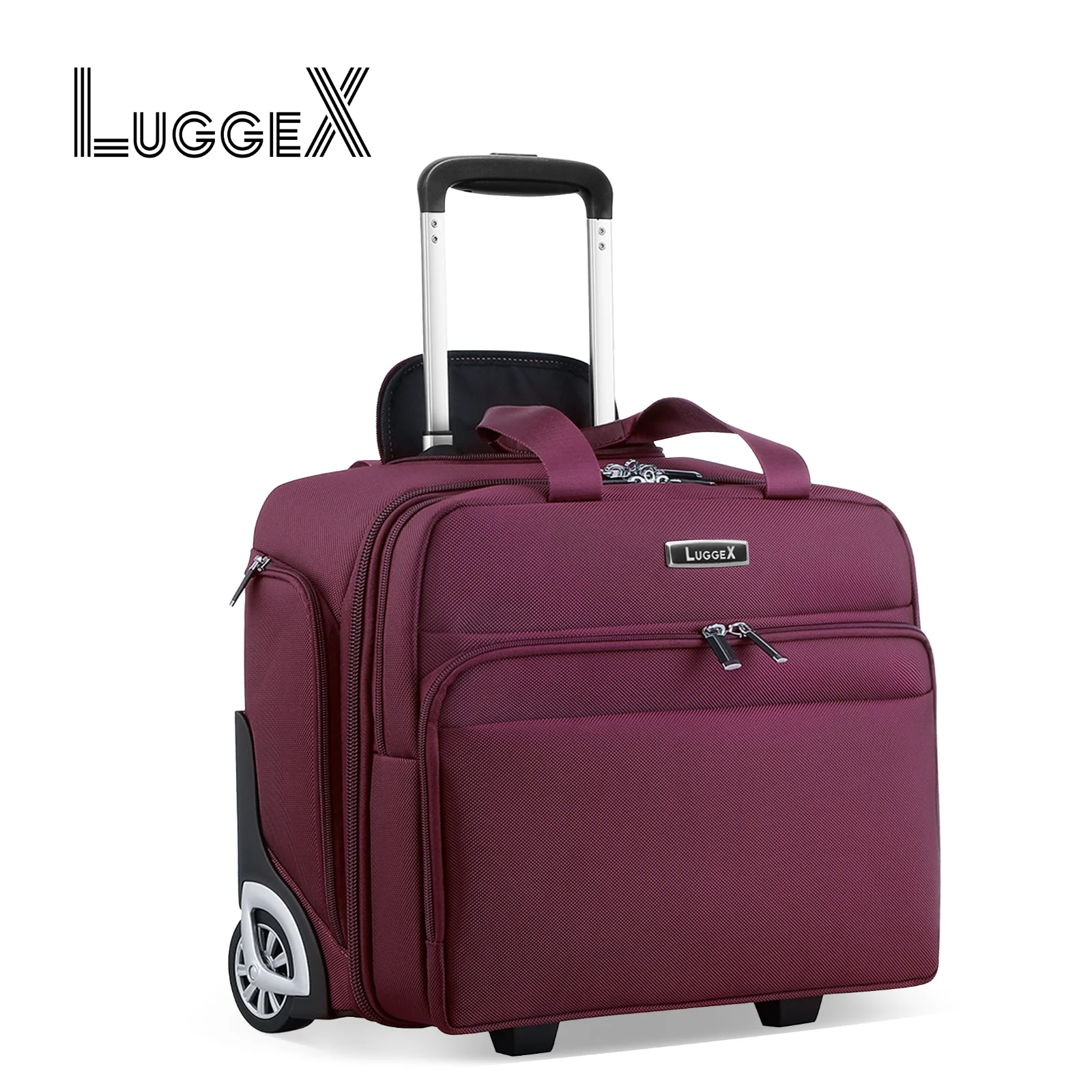 LUGGEX Underseat Carry On Luggage with Wheels - 16 Inch Soft Sided Under the Seat Bag for Airplanes - Lightweight Overnight