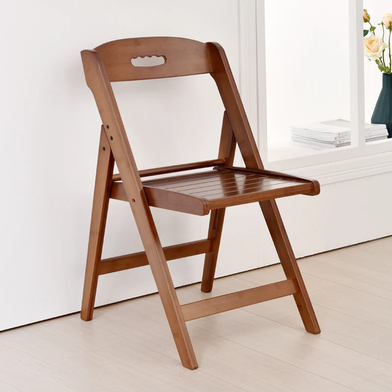 

Folding chair, home seat, portable stool, simple folding dining chair, office computer back, stacked solid wood small chair