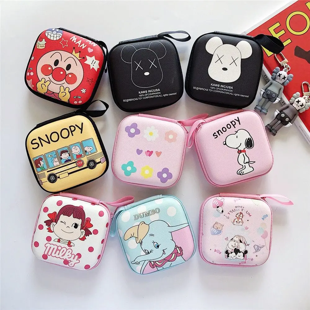 

Miniso Animation Snoopy Suitable for Headphone Cable Storage Box Cartoon EVA Protection Box Power Cord Charging Head Coin Purse