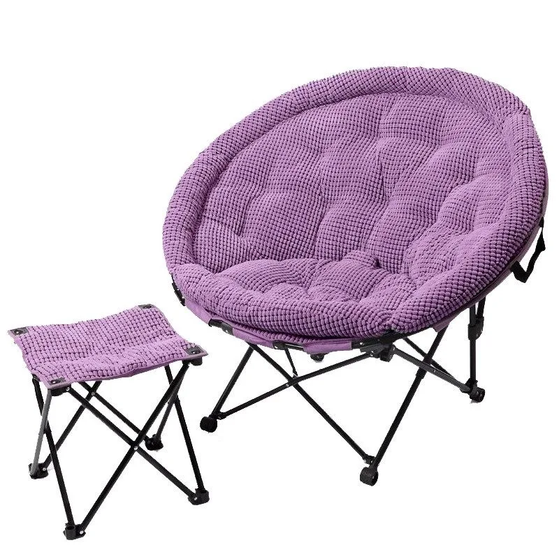 Foldable Lazy Moon Chair Removable Washable Leisure Sofa Lounge Chair for Balcony Dorm Indoor Outdoor Camping Furnishings