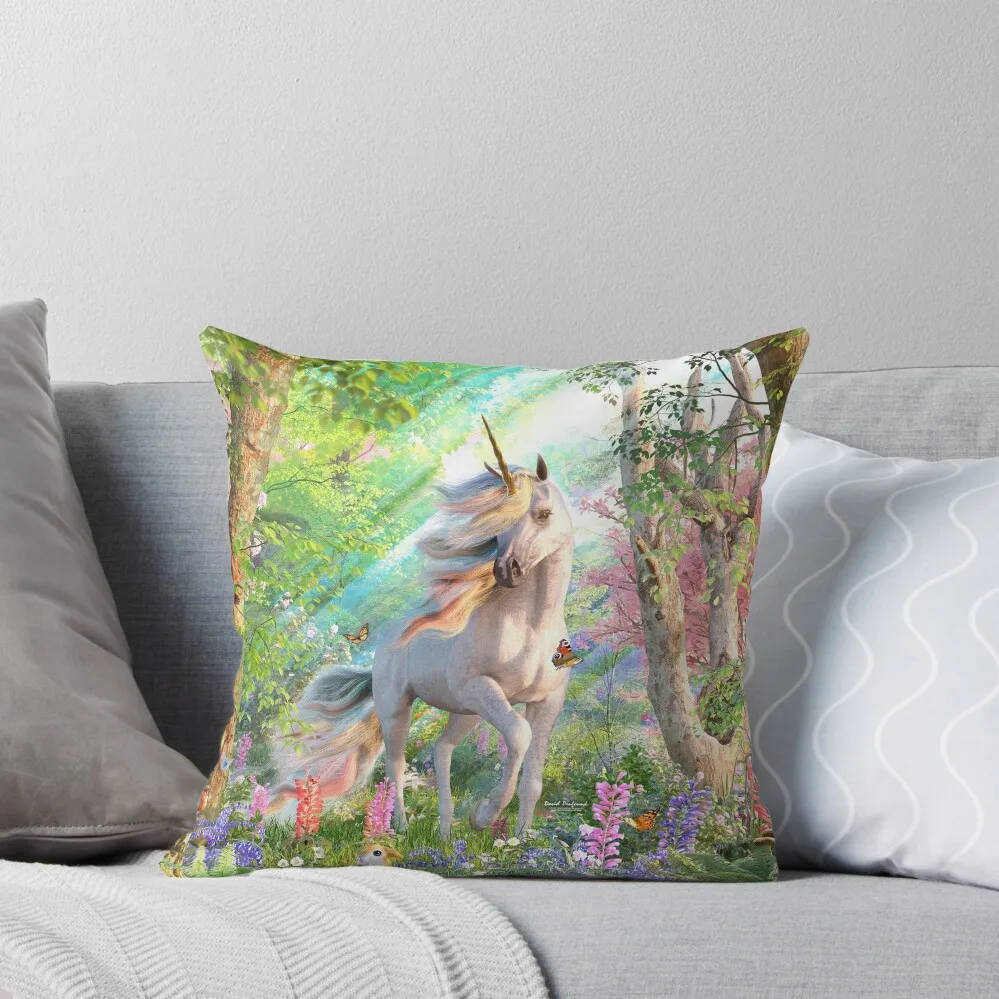 

Unicorn Enchanted Forest Throw Pillow Cushion Covers For Living Room Marble Cushion Cover Decorative Sofa Cushion pillow