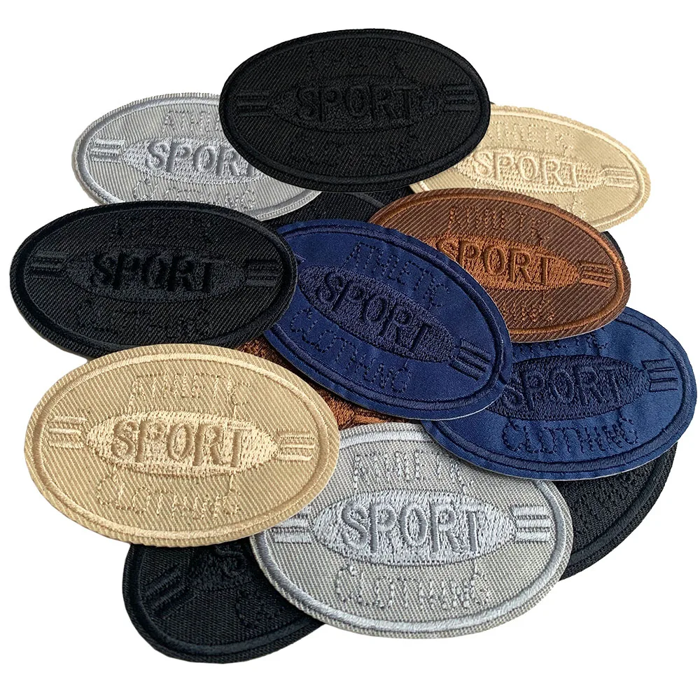 10 Stück Sport Patches Ellipse Stickerei für Damen bekleidung Eisen auf Patch DIY Nähen Stoff Abzeichen Bekleidung Accessoires