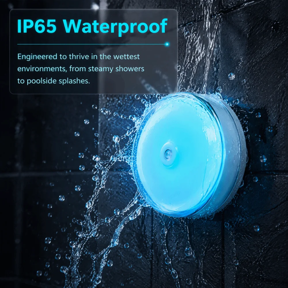 Magnetic Charging Shower Light Wireless Magnetic Color Changing Mood Light 15 RGBW Colors IP Waterproof LED Mood Lamp