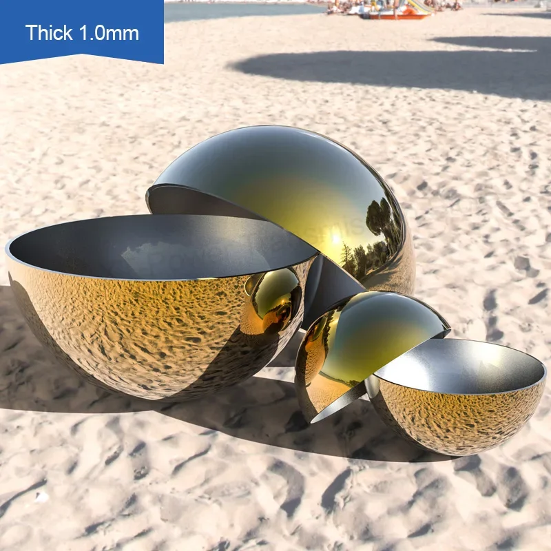 1.0mmThick Hollow Stainless Steel Gold Hemisphere Half Ball Mirror Polished for Outdoor Garden Fountain Home Bar Decor DIY Craft