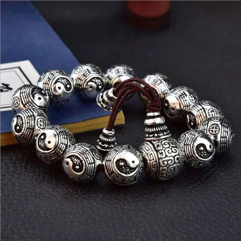 Zuyin Jewelry Bagua Transfer Beads Retro Design Chinese Style Buddha Beads Simple and Powerful Men's Bracelets