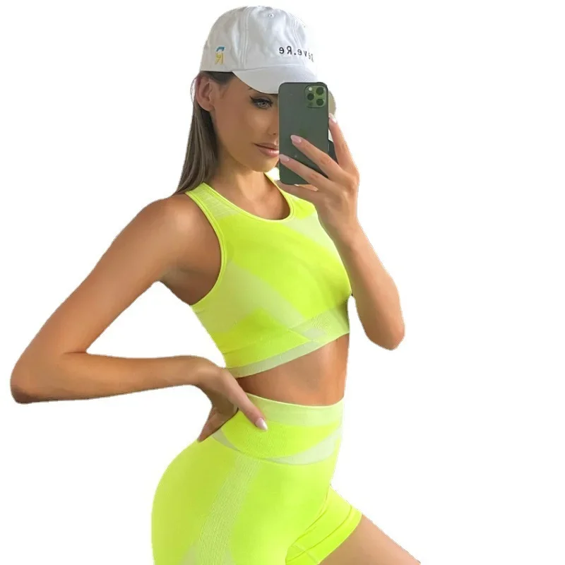 

Crop Top Sexy Bra Women's Pants 2 Pieces Set Running Workout Outfit Fitness Clothing