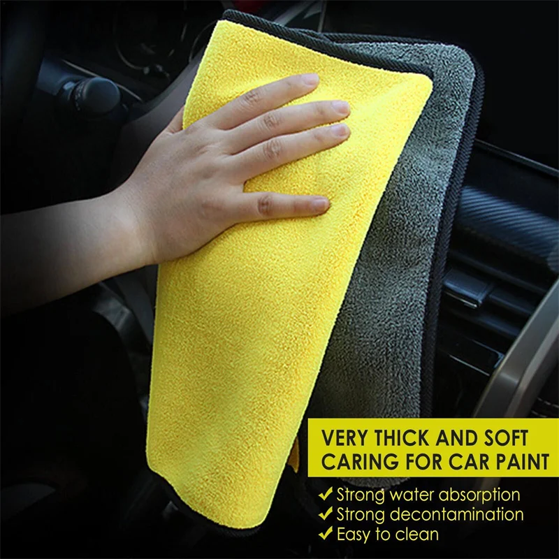 5/10Pcs Microfiber Car Wash Towel Thicken Soft Drying Cloth Cleaning Rags Car Body Washing Towels Double Layer Clean Rags