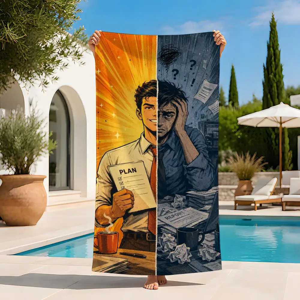 Weide One Line Apart Discipline vs. Chaos Towel Extra Large Beach Towel Quick Dry Sand Free Super Absorbent Lightweight