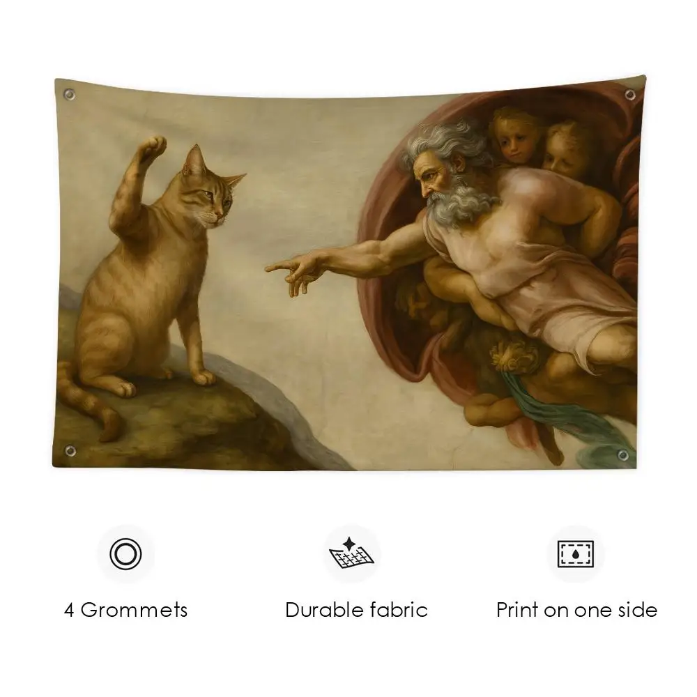 

Creation Adam Funny Dog Cat Flags 3x5 Ft Custom Banner For Garage Door Room Decor Wall Out Decoration With Metal Buckle