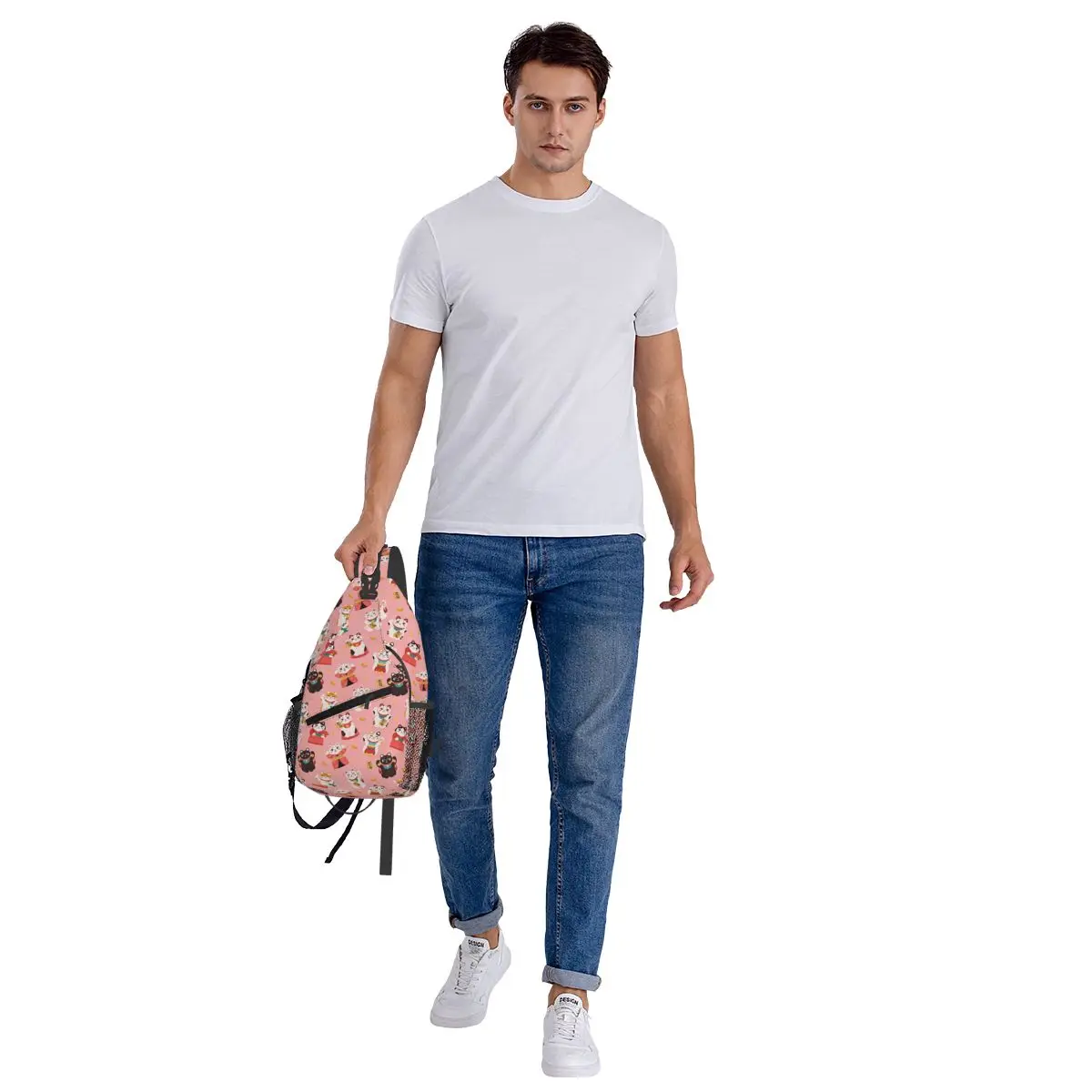 اليابانية المال القط حقيبة الصدر الرجال حبال Crossbody على ظهره حقيبة صدر للرجال السفر المشي لمسافات طويلة Daypack حقيبة كتف