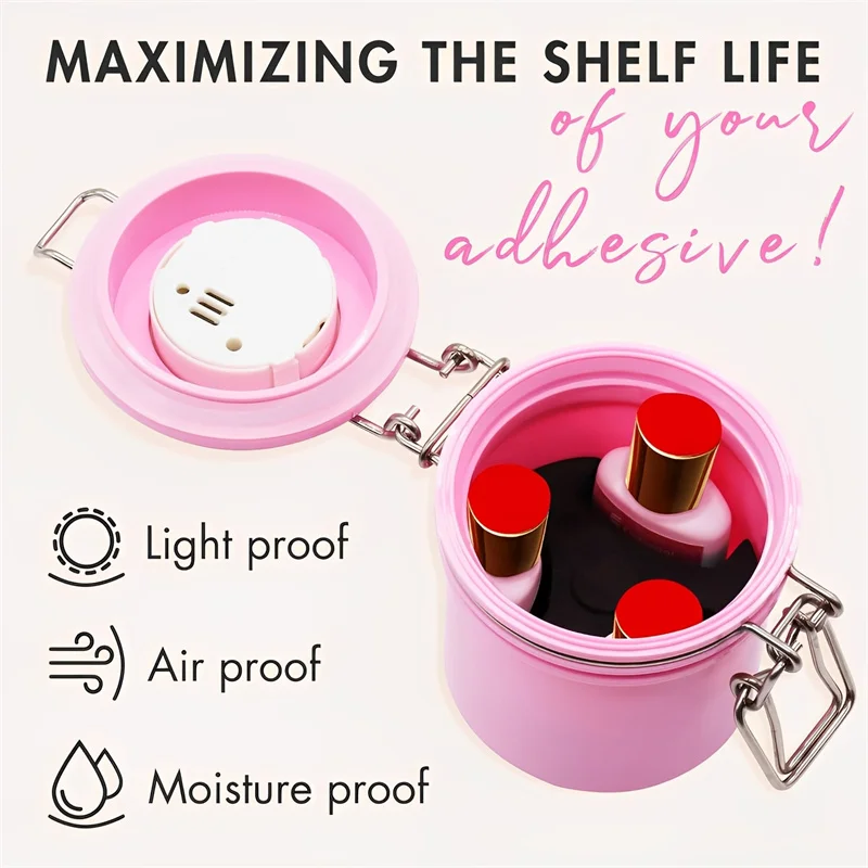 رمش الغراء خزان مع درجة الحرارة والرطوبة مانعة للتسرب حامل تخزين جرة المهنية رمش تمديد أدوات ماكياج