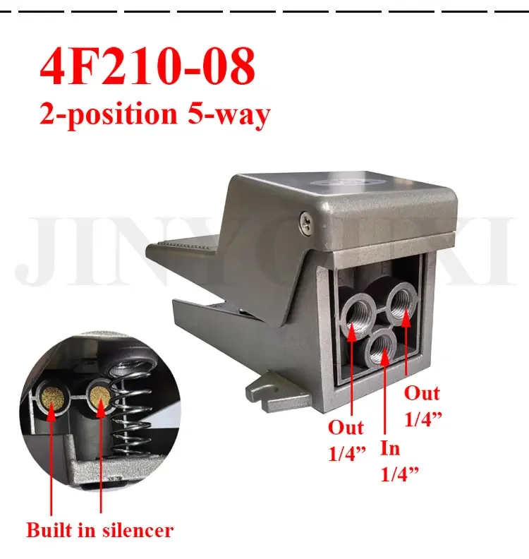 صمام لولبي FV320 FV420 4F210-08GL With Lock Cylinder Control Switch 2 Position 5 Way Air Pneumatic Foot Pedal Reversing Valve الهواء المضغوط — تفصيل 4
