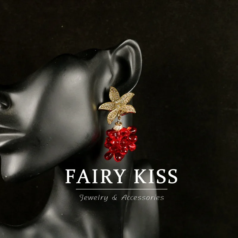 

Модные серьги: Новогодние красные серьги-клипсы, универсальные, с алмазным покрытием, позолоченные, женские, легкие, роскошные.