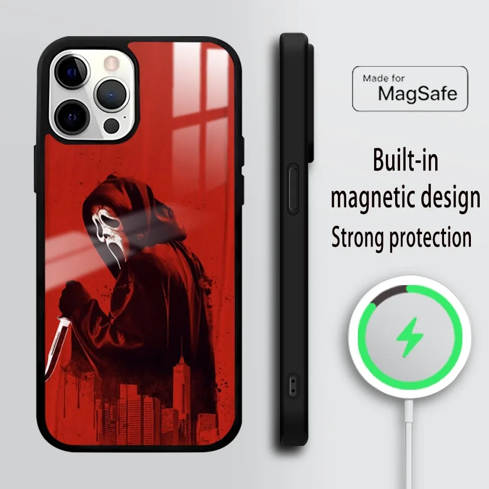 G-Ghostface H-Horror Scream Art Phone Case For iPhone 16 15 14 13 12 11 Pro Max Plus Mini Mirror Wireless magnetic case