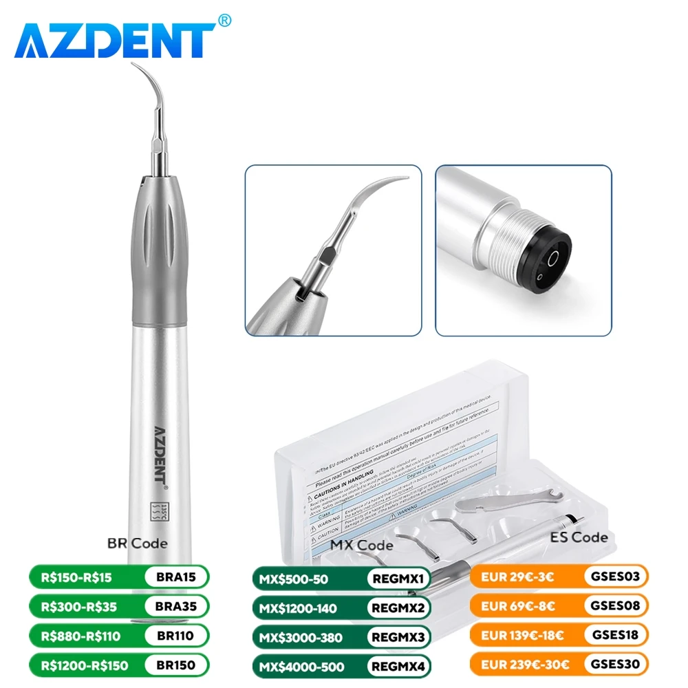 Dental Air Scaler Handpiece AZDENT Super Sonic Scaling Handle Tooth Cleaner 2/4 otwory z końcówkami G1 G2 G4 135 ° C Ddisinfection