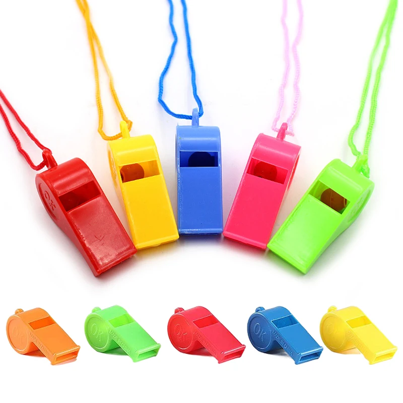 10~50pcs Mini Plastic Whistle with Rope Party Noise Generator for Party Game Accessories Festival Cheerleading Whistle TMZ