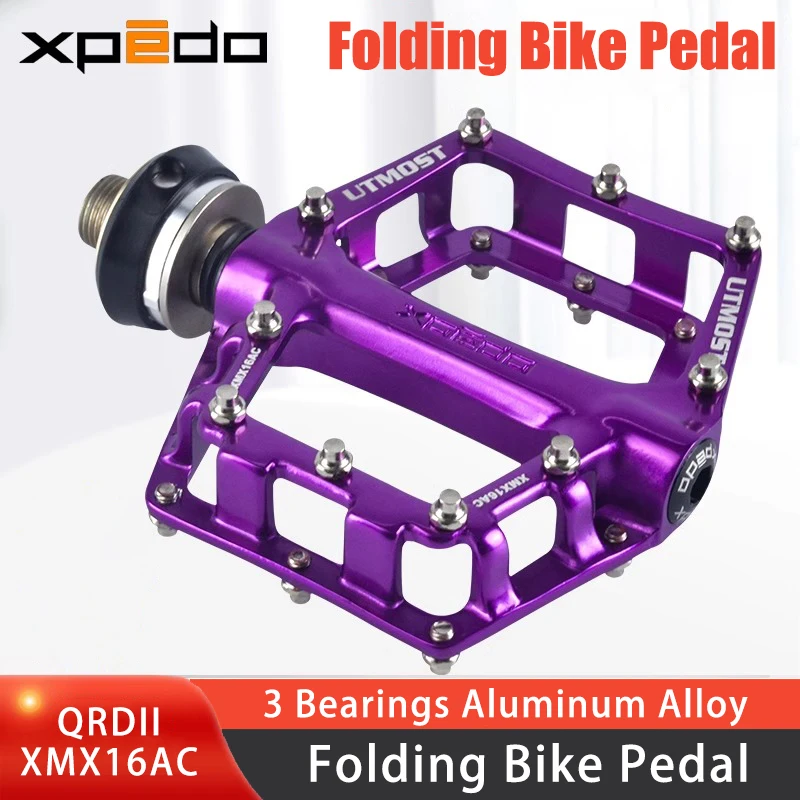 Wellgo Xpedo Aluminum Alloy Pedal 3 Bearings Quick-release Folding Bike Pedal for Brompton Bird Bicycle Cr-mo Spindle XMX16AC