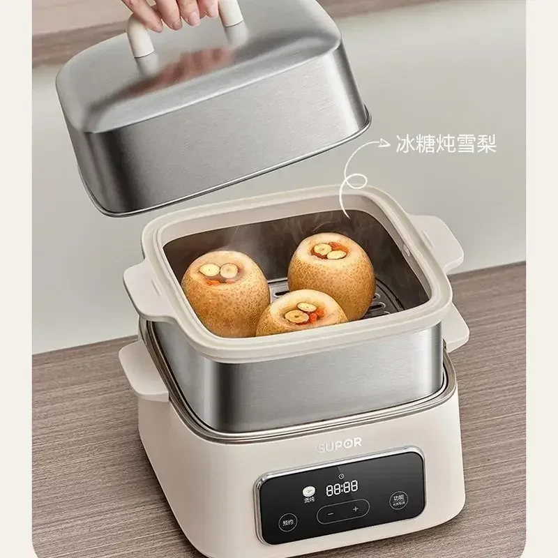 Household New - model Electric Steamer: Large - capacity 304  steel Upper  steaming & Lower cooking.