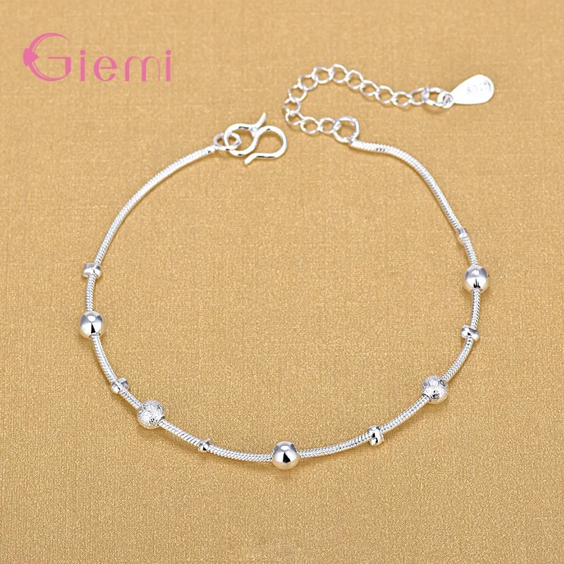 Trendy Hot Sale 925 Silver Jewelry Pretty Nice Stackable Beads Bracelet Anklet For Girls Women Fashion Bangle  Hot Sale