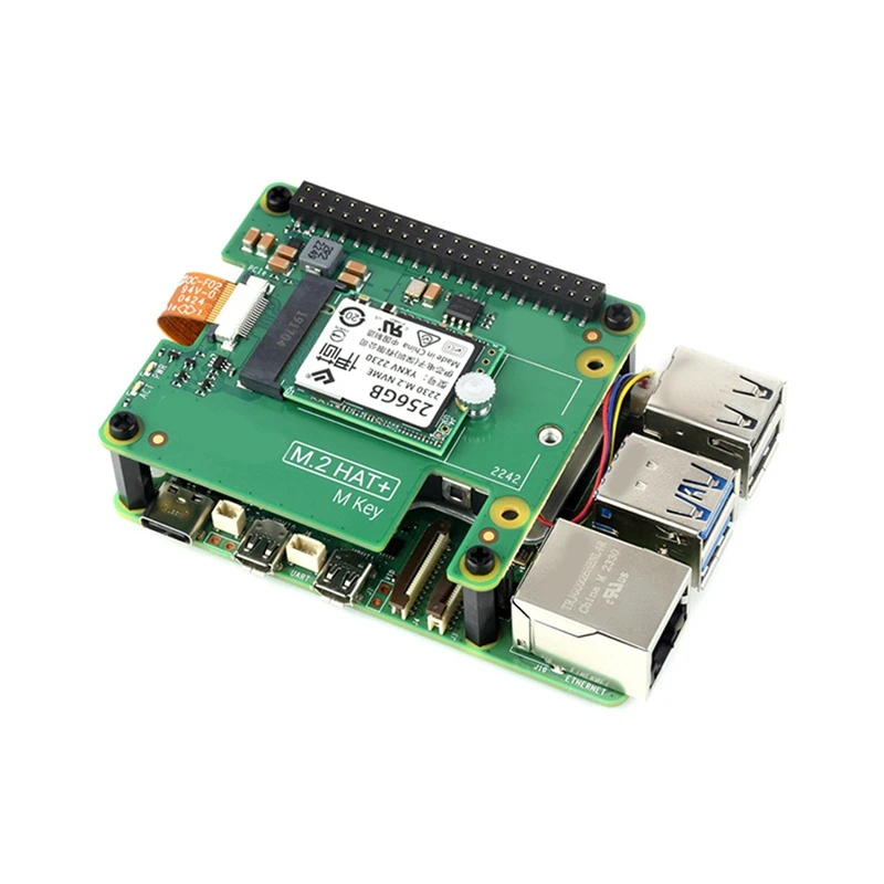 For Raspberry Pi 5 Pcie To M.2 HAT+ Nvme SSD Expansion Board Gen2 Gen3 For 2230 2242 Nvme M.2 SSD