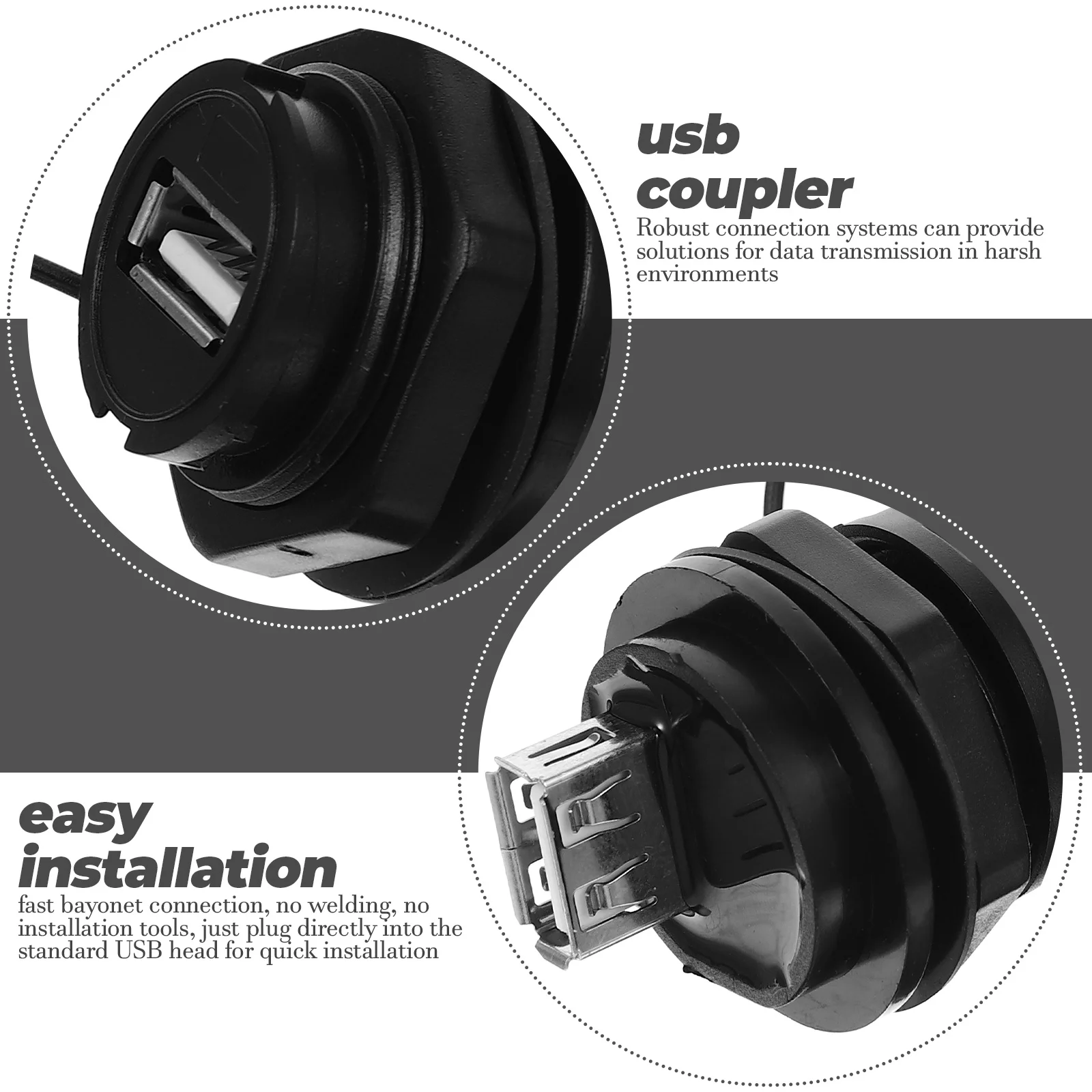 Waterproof Connector Standard Panel Mount Installation Cable Pass Through Bulkhead Adapter Data Extension USB Coupler Plastic