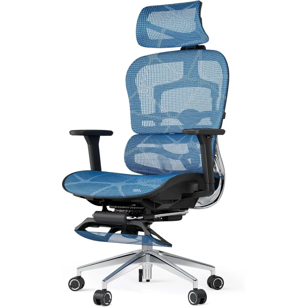 

Mesh High Back Desk Chair-Adjustable Headrest With Adjustable Lumbar Support and Footrest Office Chair Computer Armchair Swivel