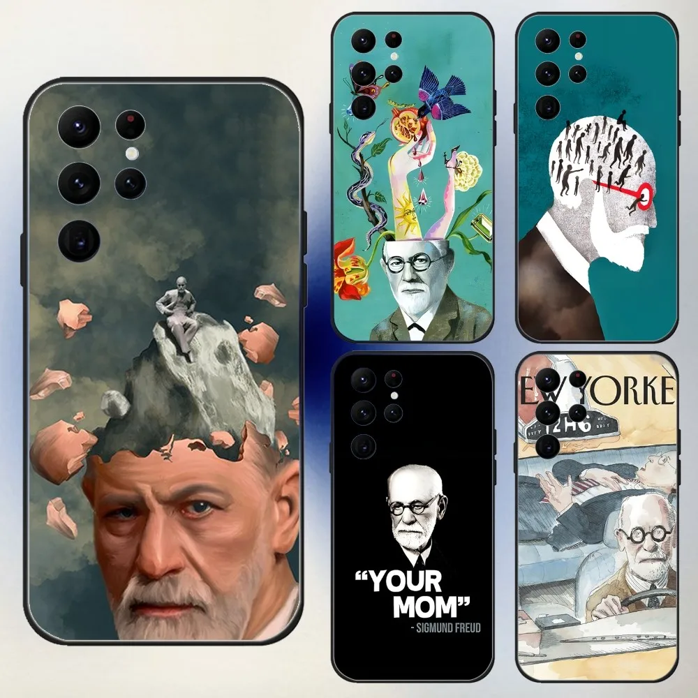 Sigmund psychoanalysis Freud Phone Case For Samsung S25,24,23,30,21,10,9,Ultra,Plus,Lite,FE,5G Black Soft Case