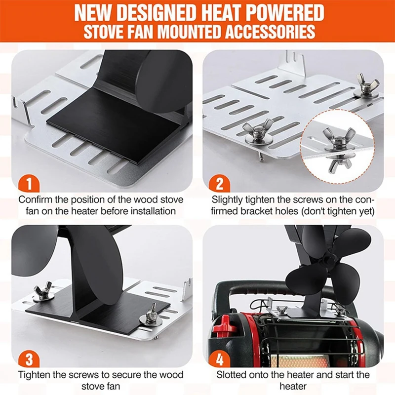 Heat Powered Stove Fan Mounted Accessories For Mr.Heater Buddy MH9BX, MH12HB Stainless Steel Bracket For Fixing Stove Fan