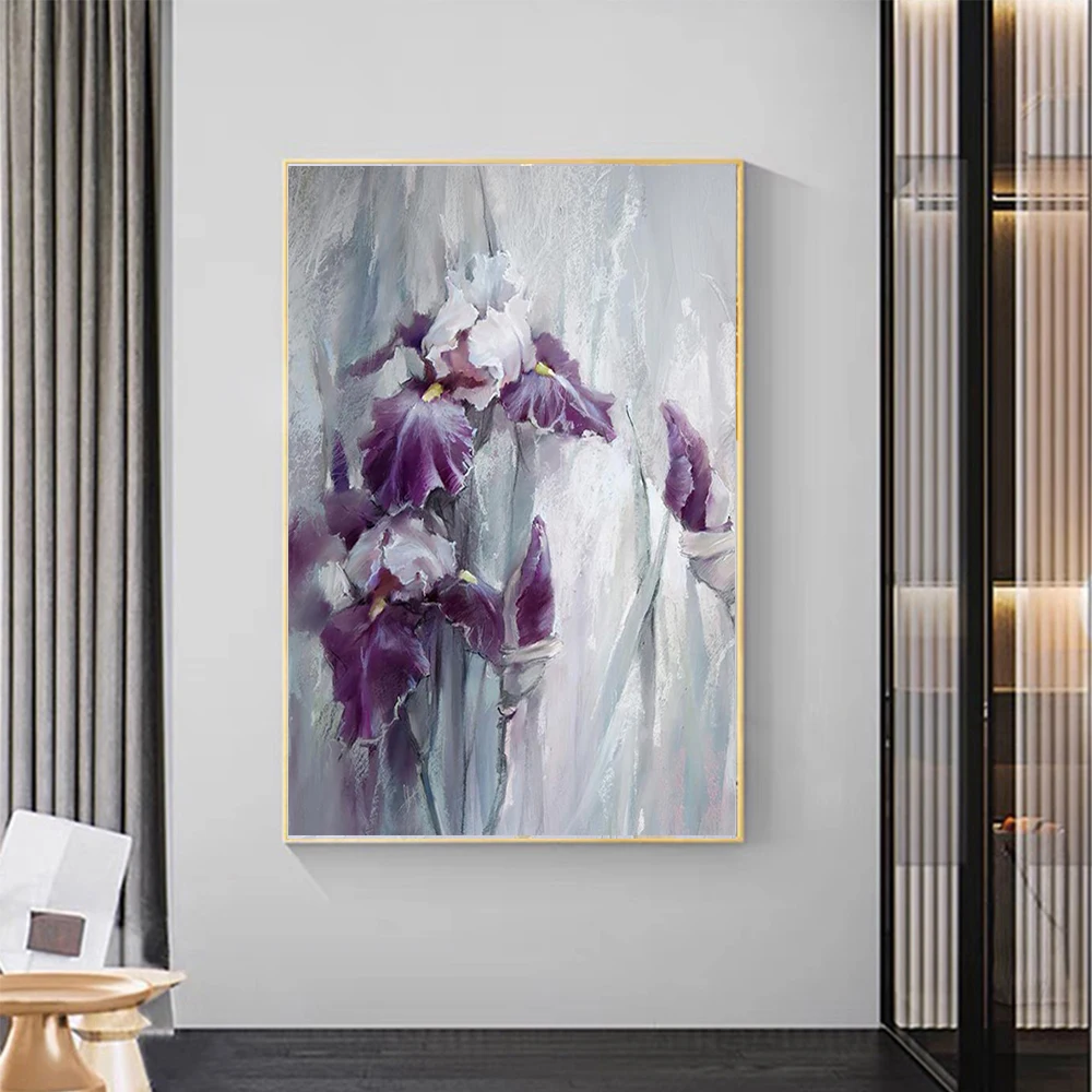 

Abstract Purple Grey Flowers Oil Painting On Canvas Handmade Large Textured Flower Painting Hand Painted Painting Wall Art Decor