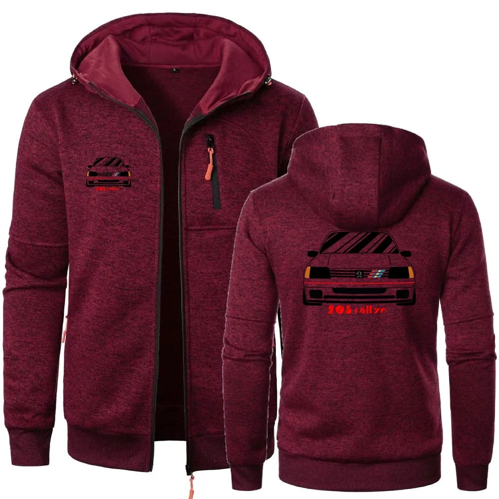 Men\'s Hoodies Retro Wrc 205 Gti CAR Rallye Racing Sweatshirts Leisure Cardigan Men Hooded Pullovers Zipper Hoodies