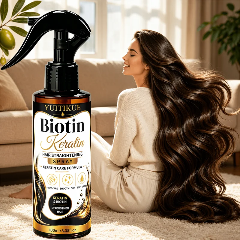 YUITIKUE Biotin Keratin Hair Spray Anti Frizz Straightening Care Deep Penetrating Scalp Formula Make Thin Hair Look Thicker