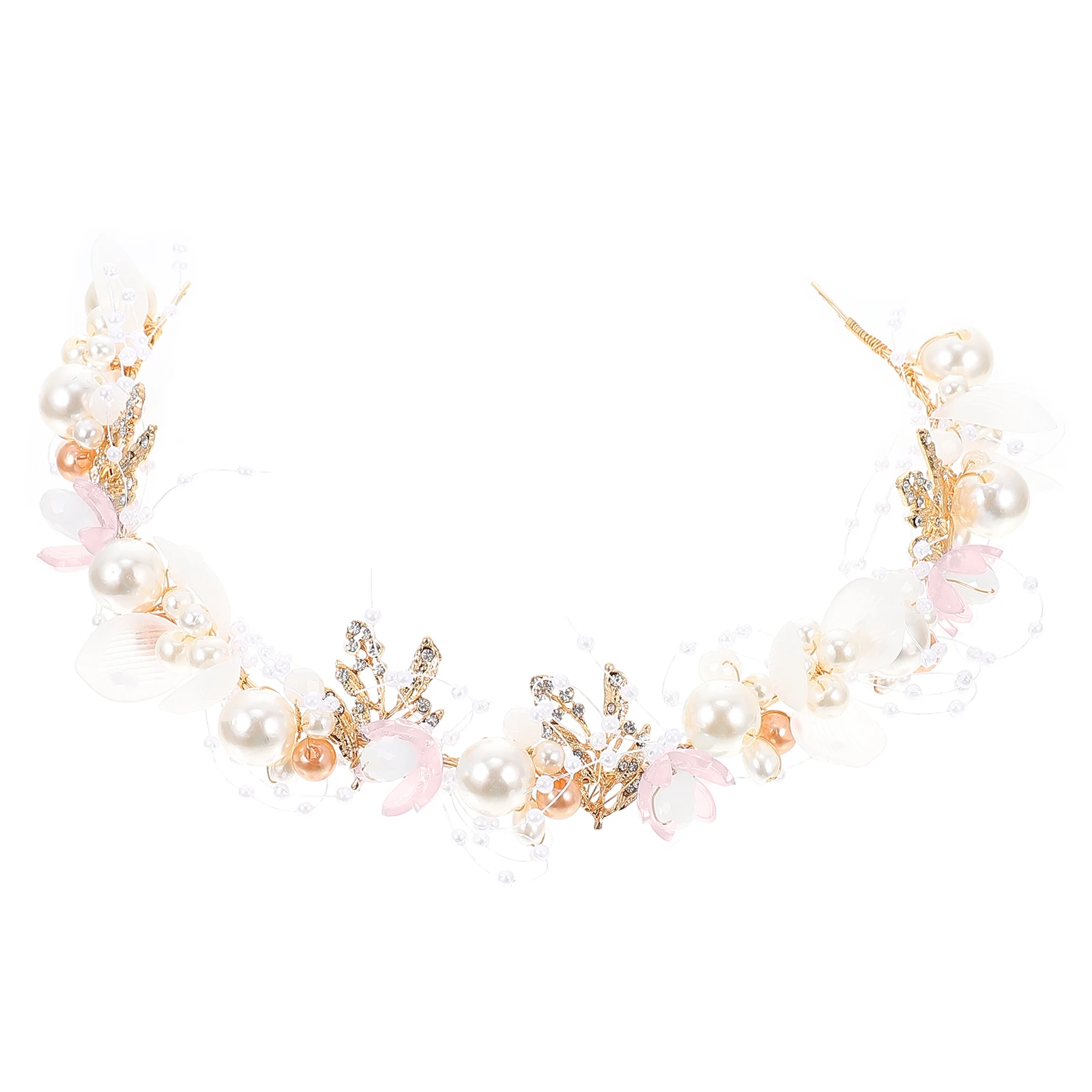 

Pearl Flower Headband Women Hairband Bride Hair Accessory Girls Handmade Headdress Banquet Wedding Party Photo Hair Tool