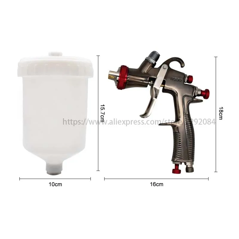 R500 Spray Gun LVLP Gravity Feed Car Painting Gun  1.3mm 1.5mm 1.7mm 2.0mm Nozzle 600cc Pressure Gauge Gravity Airbrush