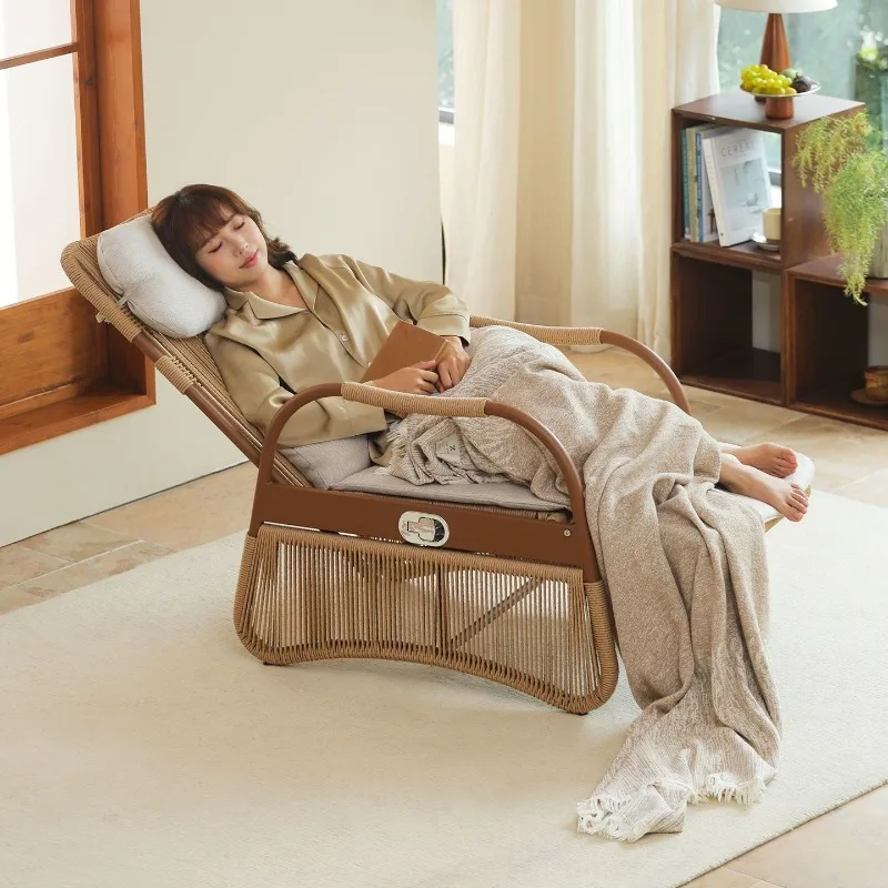 recliner, sitting and sleeping balcony leisure chair, lunch break sofa chair, three-purpose outdoor rattan chair