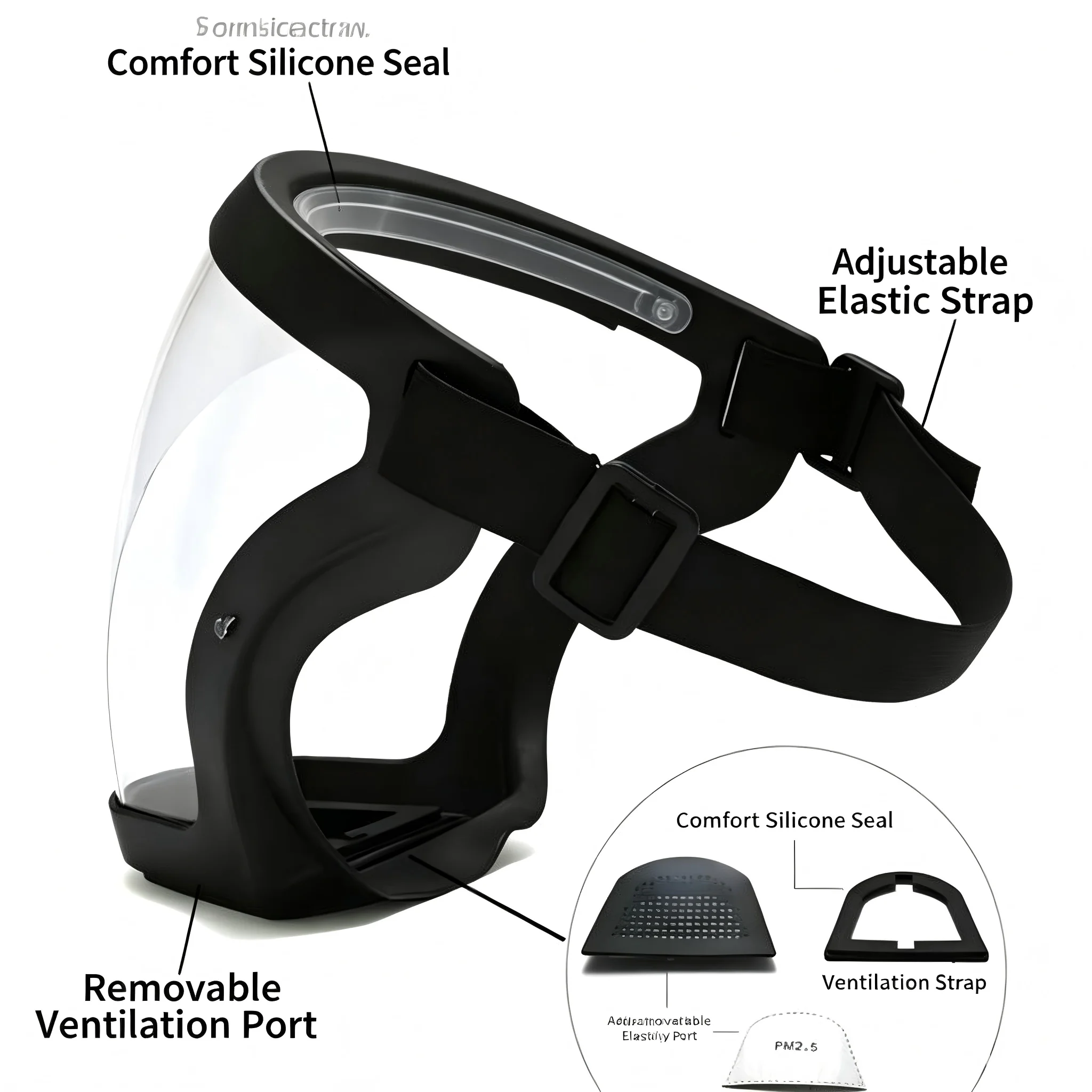 Full anti-fog protective mask, dust and splash resistant, suitable for sports, cycling, work, sanding, weeding/mowing, and many
