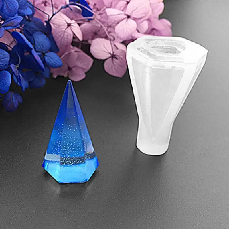 Shiny Small Rhombus Cone Mold Pendant Necklace Silicone Crystal Ornaments Mold