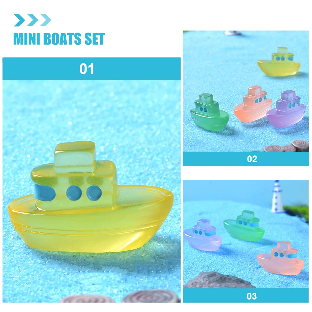 12 Pcs Micro Landscape Cruise Miniature Landscaping Boat Ornaments Resin Decoration Miniatures Fish Tank Figurines