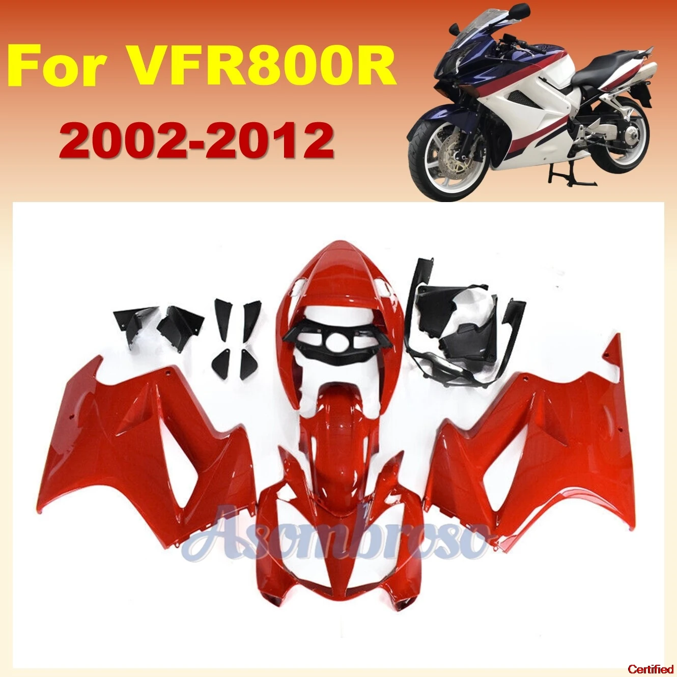 Fairing Kit For VFR800 2012 2002 2001 2000 2009 2008 2011 2006 2005 vfr 800 02-12 gloss red Bodywork set