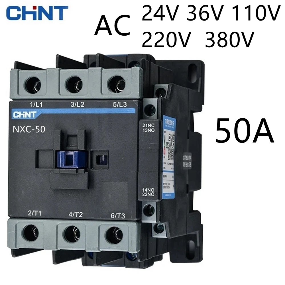 

CHINT NXC-50 Contactor 50A AC 24V 36V 48V 110V 127V 220V 380V 415V Normally open normally closed Kunlun series products