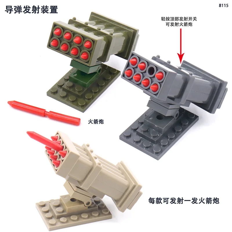 Série militaire Mecha canon équipement de lancement de missiles accessoires de l'armée modèle militaire blocs de construction briques pour enfants jouets