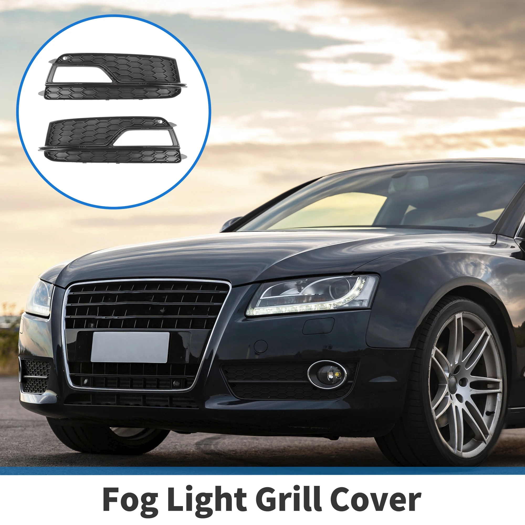 

UXCELL Fog Light Grill No.8T0807681K/8T0807682K Front Lower Bumper Fog Light Cover Inserts for Audi A5 2013-2017 ABS